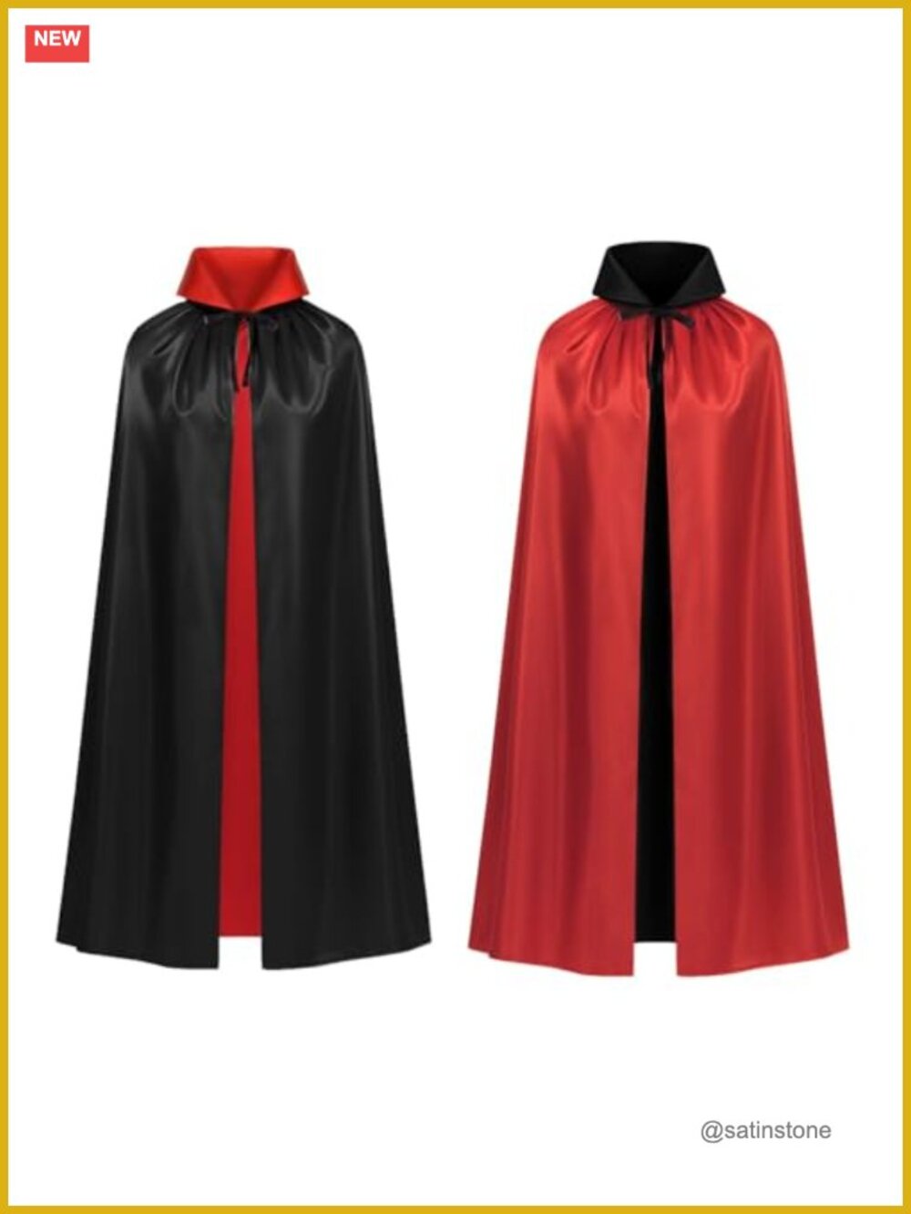 Adult Vampire Cape Reversible Satin Velvet Halloween Dracula Costume